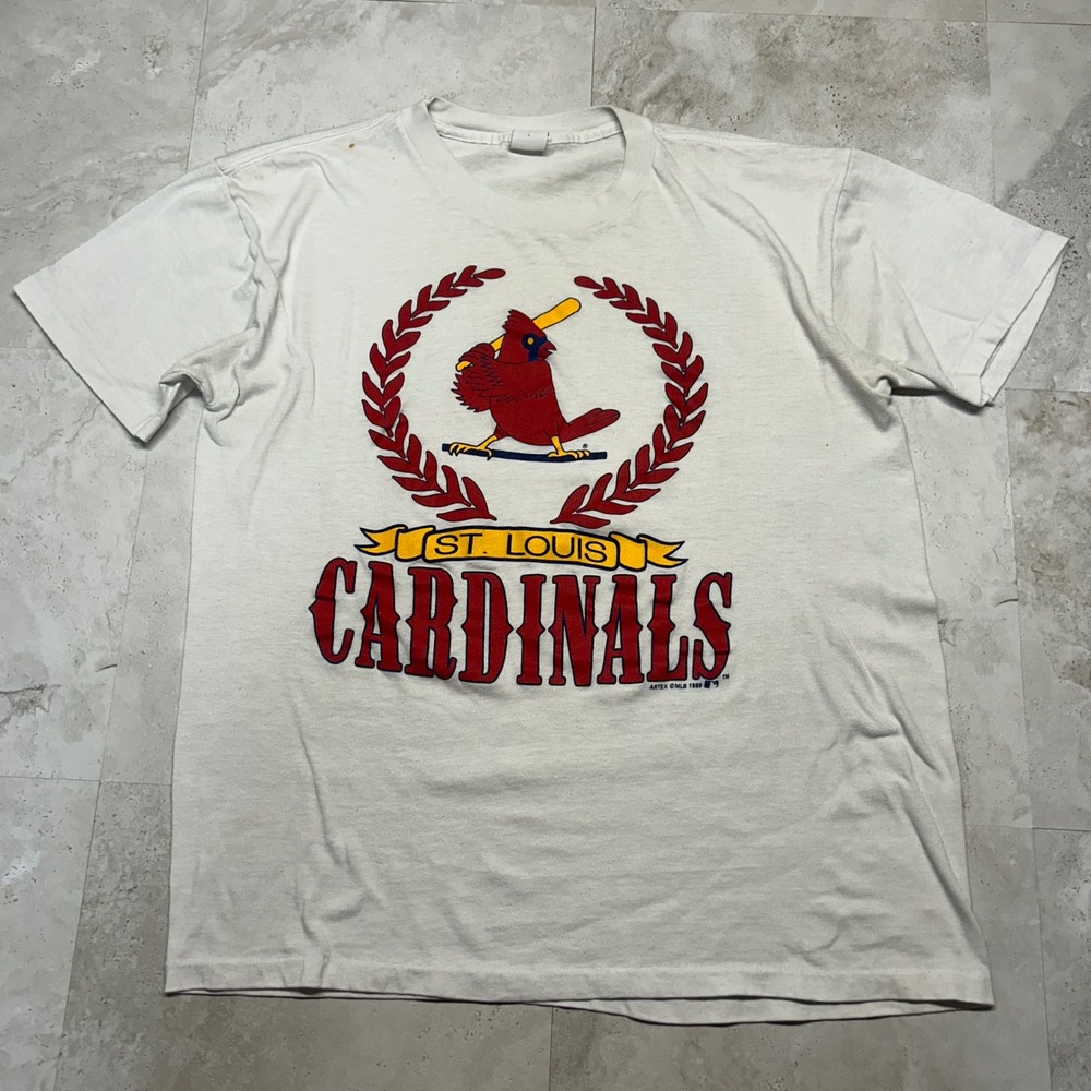 St. Louis Cardinals T-Shirt White Mens L Vintage 1989 MLB Single Stitch Tee